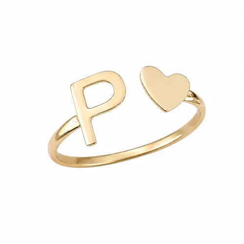 ANEL INICIAL LOVE BANHADO A OURO 18K