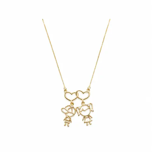 CORRENTE  2 BONECOS BANHADA A OURO 18K
