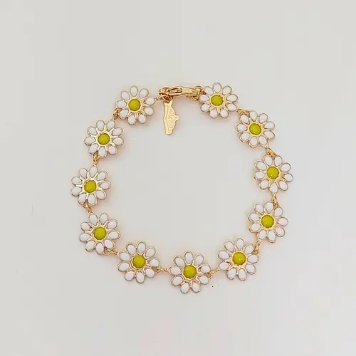 PULSEIRA FLOR MARGARIDA BANHADA A OURO 18K