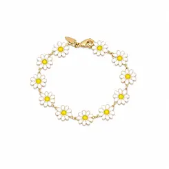 PULSEIRA FLOR MARGARIDA BANHADA A OURO 18K