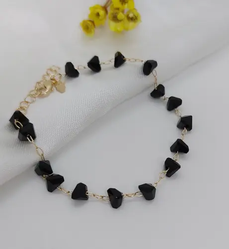 PULSEIRA CORAÇÃO NOTURNO BANHADA A OURO 18K