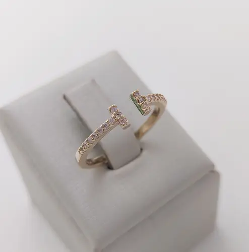ANEL DUO BRILHO ABERTO BANHADO A OURO 18K