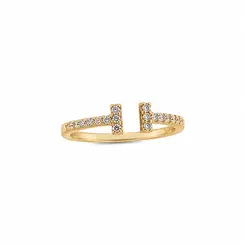 ANEL DUO BRILHO ABERTO BANHADO A OURO 18K