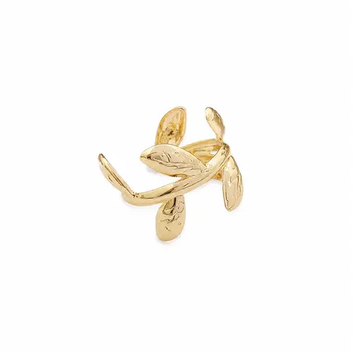 ANEL FOLHA ENCANTO BANHADO A OURO 18K