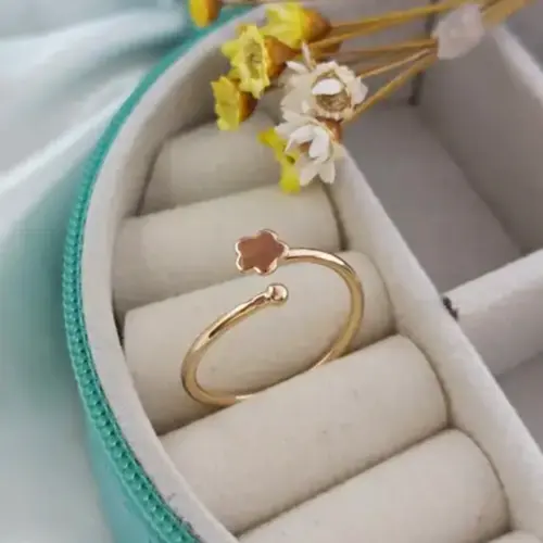 ANEL FLOWER ROSÉ BANHADO A OURO 18K