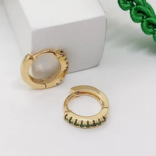 Brinco Argola Jardim Esmeralda Banhado a Ouro 18K