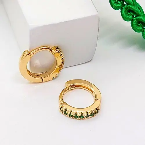 Brinco Argola Jardim Esmeralda Banhado a Ouro 18K