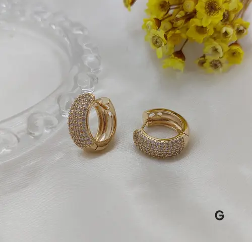 Brinco Argola Cravejado Domínio Banhado a Ouro 18K