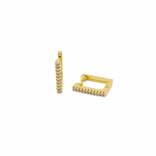 ARGOLA QUADRADA CELESTINE BANHADA A OURO 18K