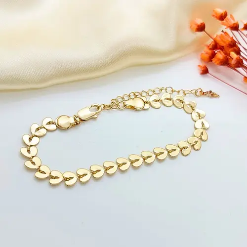 PULSEIRA CORAÇÃO FOLHADO BANHADO A OURO 18K