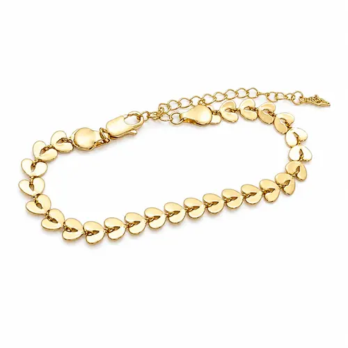 PULSEIRA CORAÇÃO FOLHADO BANHADO A OURO 18K