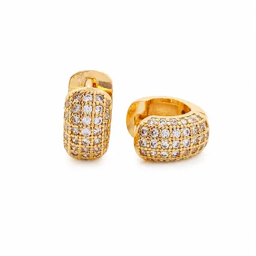 ARGOLA CROISSANT CRAVEJADA  BANHADA A OURO 18K