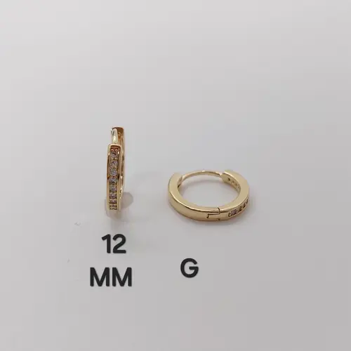 Brinco Argola Clássica com Fileira de Zircônias Banhado a Ouro 18K