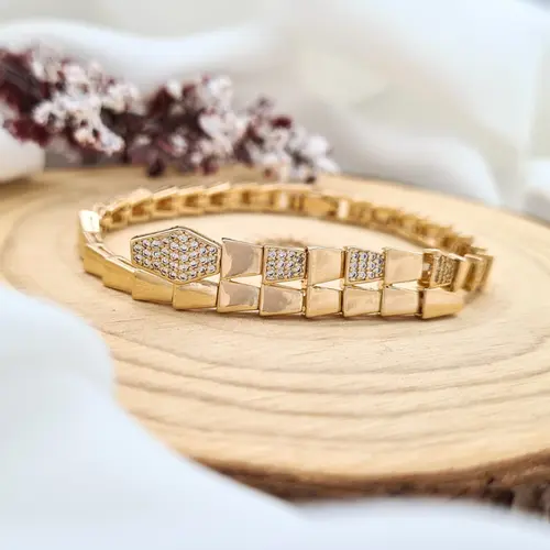 PULSEIRA LUXOR CRISTAL BANHADA A OURO BANHADA A OURO 18K