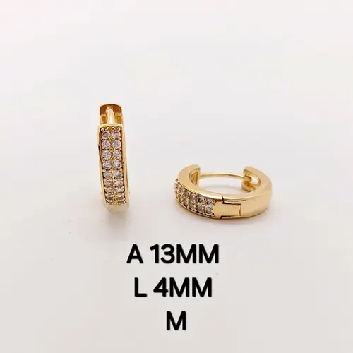 Brinco Argola Média Cravejada Glam Banhado a Ouro 18K