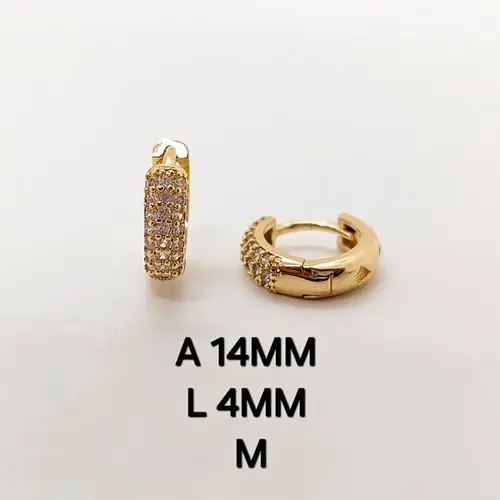 Brinco Argola Média Pavê Lux Banhado a Ouro 18K