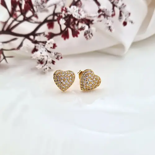 BRINCO CORAÇÃO BRILHO ETERNO G BANHADO A OURO 18K