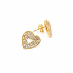 BRINCO CORAÇÃO CRAVEJADO COM ZIRCONIAS BANHADO A OURO 18K