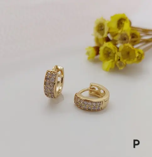 Brinco Argola Pavê Clássica Banhado a Ouro 18K
