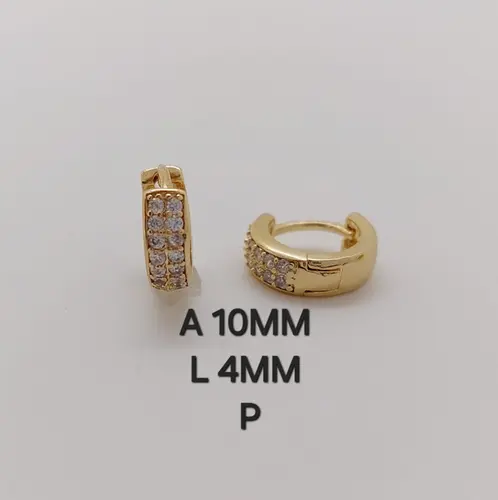 Brinco Argola Pavê Clássica Banhado a Ouro 18K