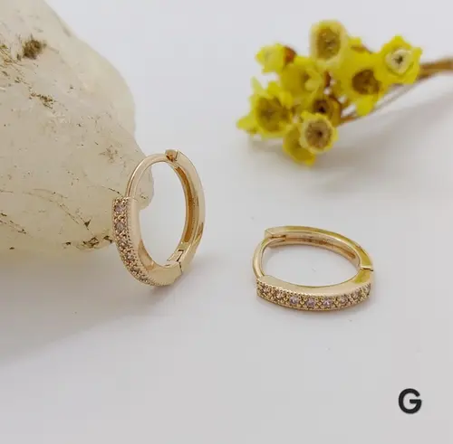 Brinco Argola Pavê Fina Banhado a Ouro 18K