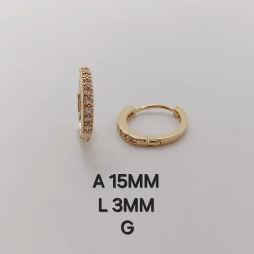 Brinco Argola Pavê Fina Banhado a Ouro 18K