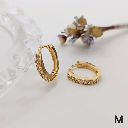 Brinco Argola Pavê Delicada Banhado a Ouro 18K