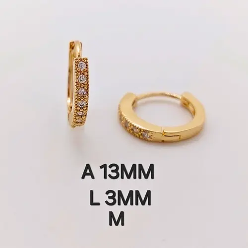 Brinco Argola Pavê Delicada Banhado a Ouro 18K