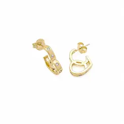 BRINCO CORAÇÃO ENTRELAÇADO CRAVEJADO BANHADO A OURO 18K