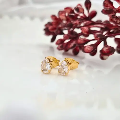 BRINCO PONTO DE LUZ GOTA P BANHADA A OURO 18K