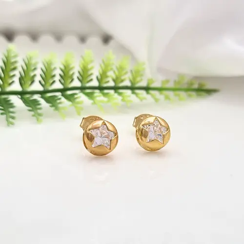 BRINCO PONTO DE ESTRELA BANHADO A OURO 18K