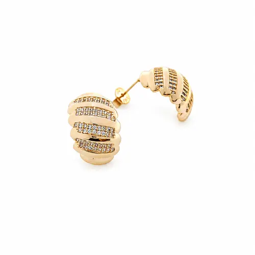 BRINCO CONCHA CRAVEJADA BANHADA A OURO 18K