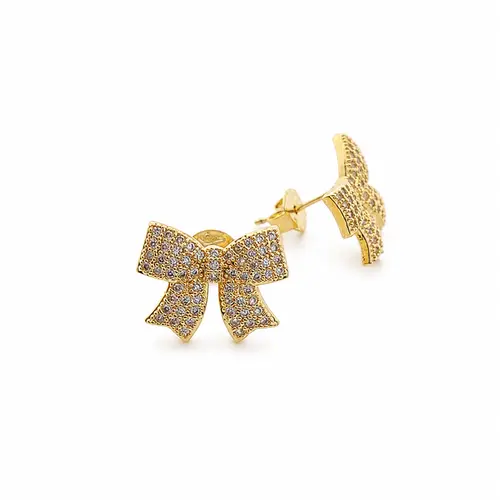 BRINCO LAÇO CRAVEJADO BANHADO A OURO 18K