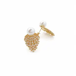 BRINCO FOLHA BRILHANTE BANHADO A OURO 18K