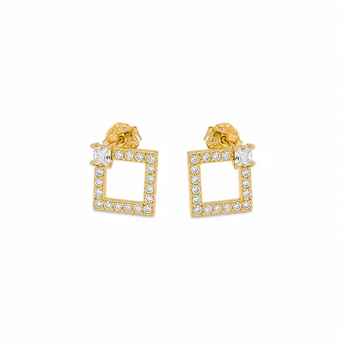 BRINCO SQUARE GLOW BANHADO A OURO 18K