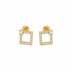 BRINCO SQUARE GLOW BANHADO A OURO 18K