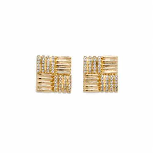 BRINCO GEOMETRIC GLAM BANHADA A OURO 18K