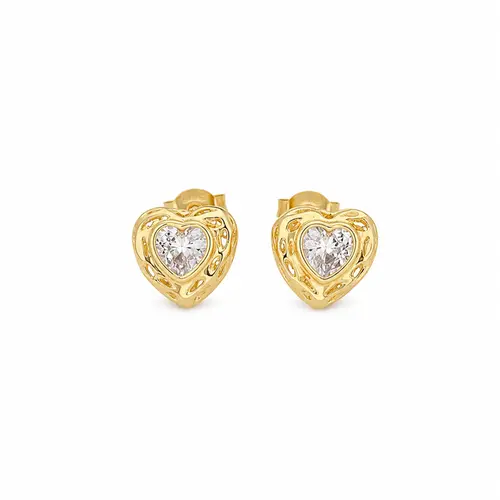 BRINCO HEART CRISTAL BANHADO A OURO 18K