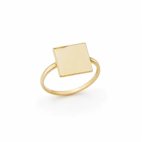 ANEL SQUARE MINIMAL BANHADO A OURO 18K