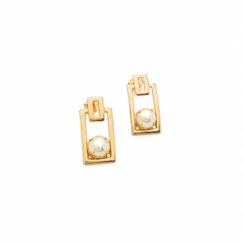 BRINCO GEOMÉTRICO PÉROLA ELEGANCE BANHADO A OURO 18K