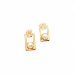 BRINCO GEOMÉTRICO PÉROLA ELEGANCE BANHADO A OURO 18K