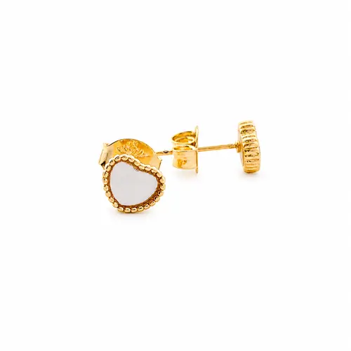 BRINCO CORAÇÃO WHITE BANHADO A OURO 18K