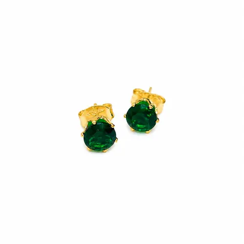 BRINCO TOQUE DE LUXO VERDE M BANHADO A OURO 18K
