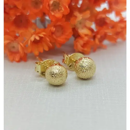 BRINCO ESFERA TEXTURIZADA G BANHADA A OURO 18K