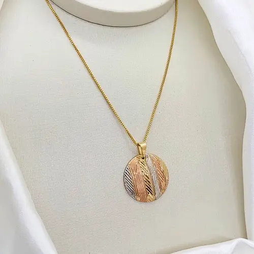 COLAR TRICOLINE LUX BANHADO A OURO 18K