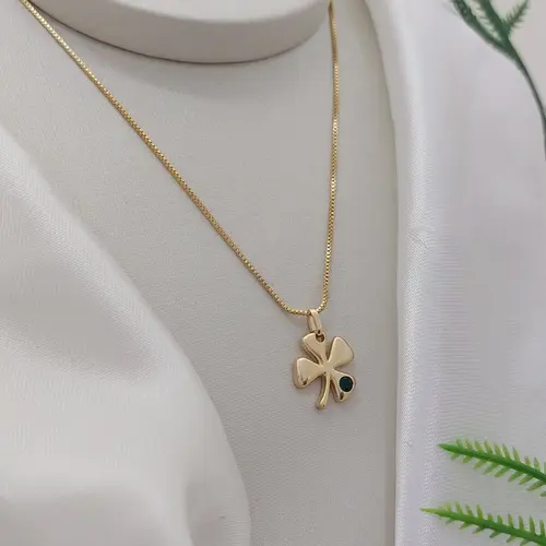 COLAR TREVO LEAF BANHADO A OURO 18K