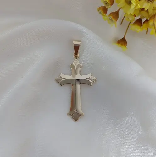 PINGENTE CRUZ MAJESTOSA BANHADA A OURO 18K BANHADA A OURO 18K