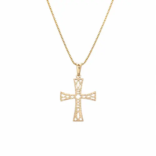 PINGENTE CRUZ VAZADA BANHADO A OURO 18K