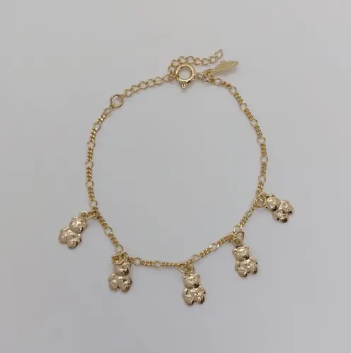 PULSEIRA TEDDY CHARM GOLD BANHADA A OURO 18K