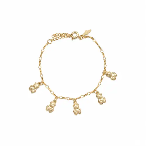 PULSEIRA TEDDY CHARM GOLD BANHADA A OURO 18K